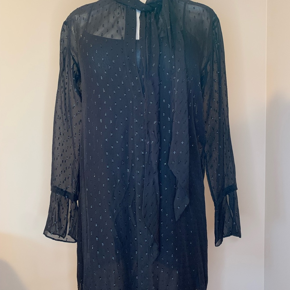 Theory silk black dress, size 8, with slip
